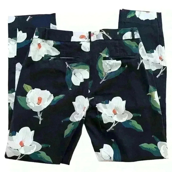 Banana Republic Black White Floral Ryan Fit Straight Dress Pants Size 6 - Picture 4 of 5